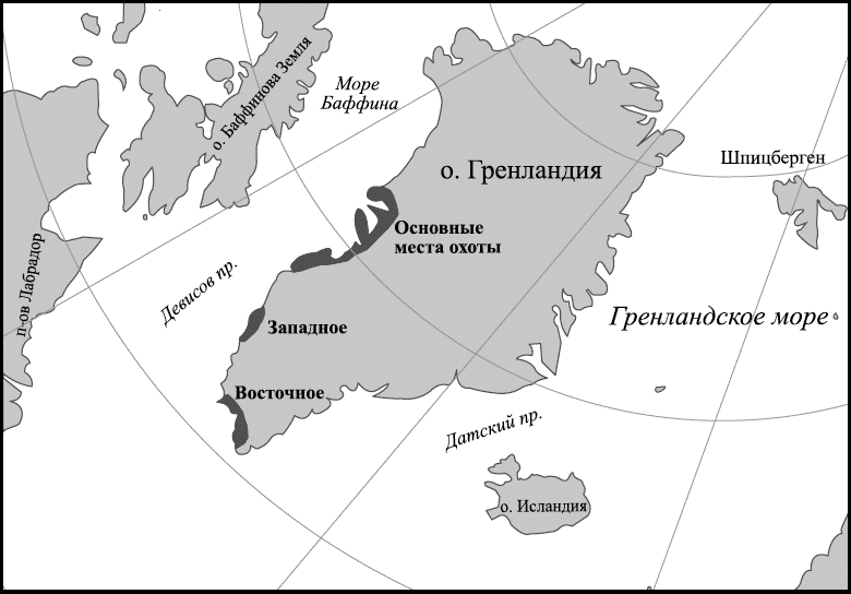 Гренландское море на контурной карте