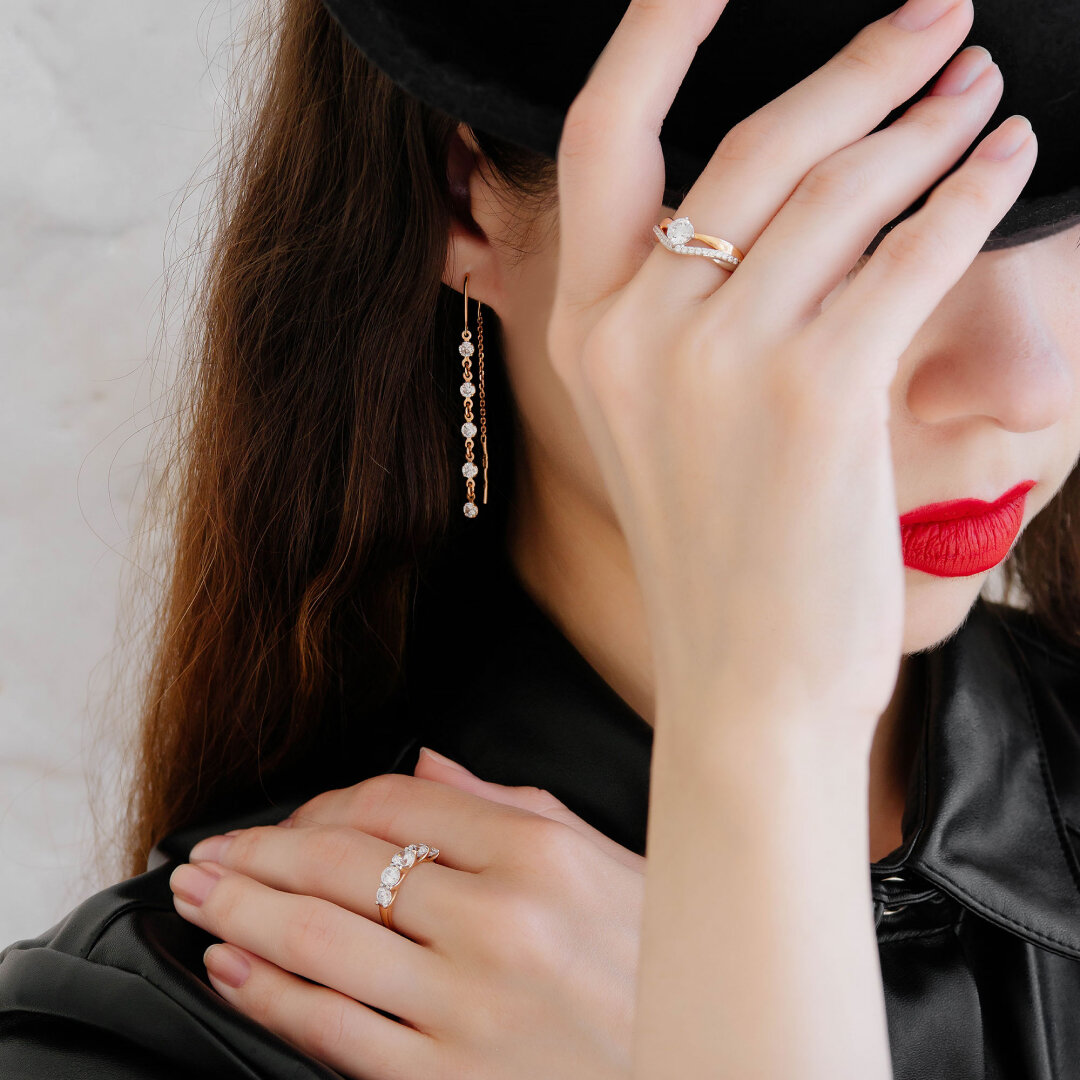 Украшения из золота с фианитами. 