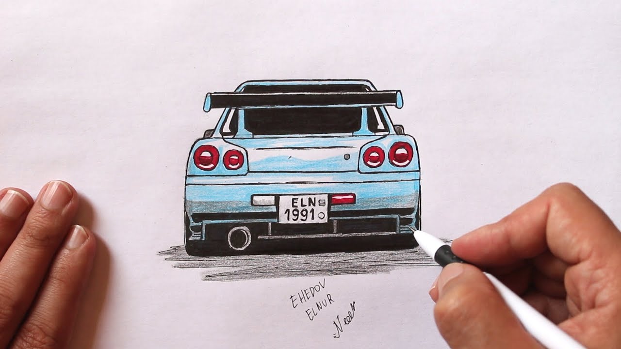 Как нарисовать Супер Крутую машину Nissan Skyline #EhedovElnur