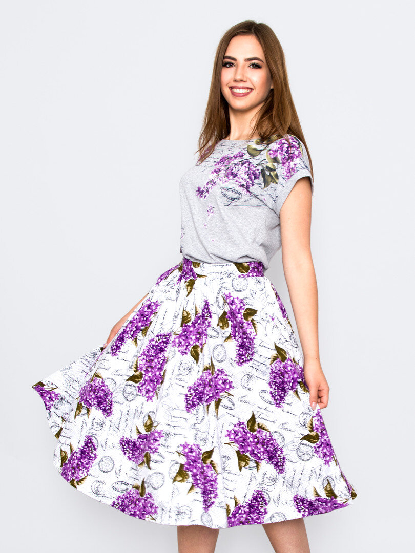 " СИРЕНЬ "  Футболка + юбка,  комплект  женский.