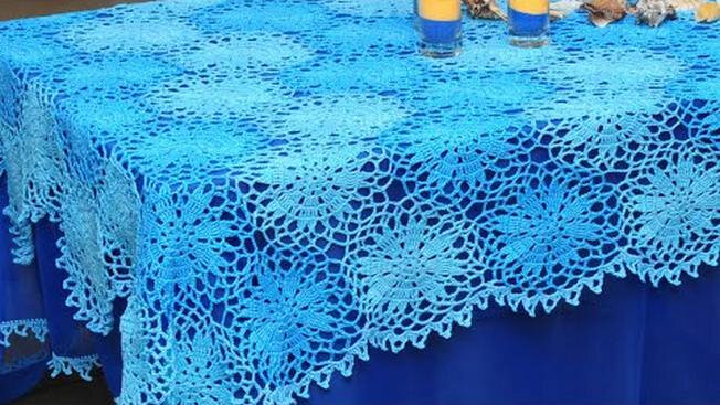 Скатерть крючком по видео уроку