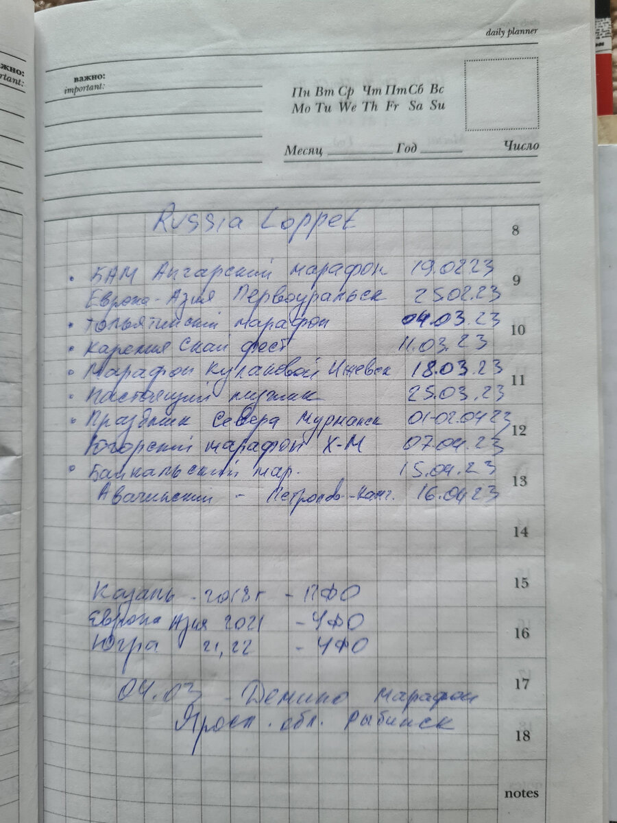 График марафонов