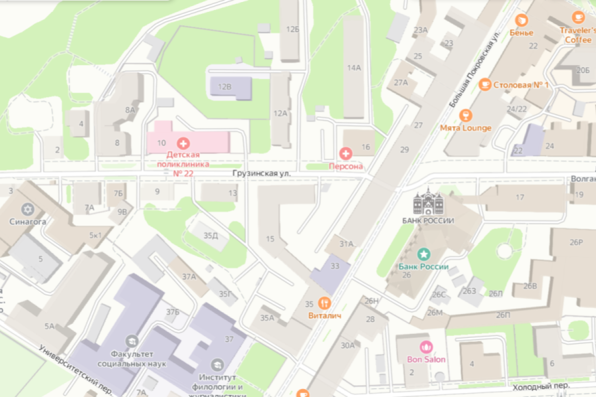 Квартал на Грузинской, дома №№ 3, 7, 7б, 9, 13. Яндекс.Карты