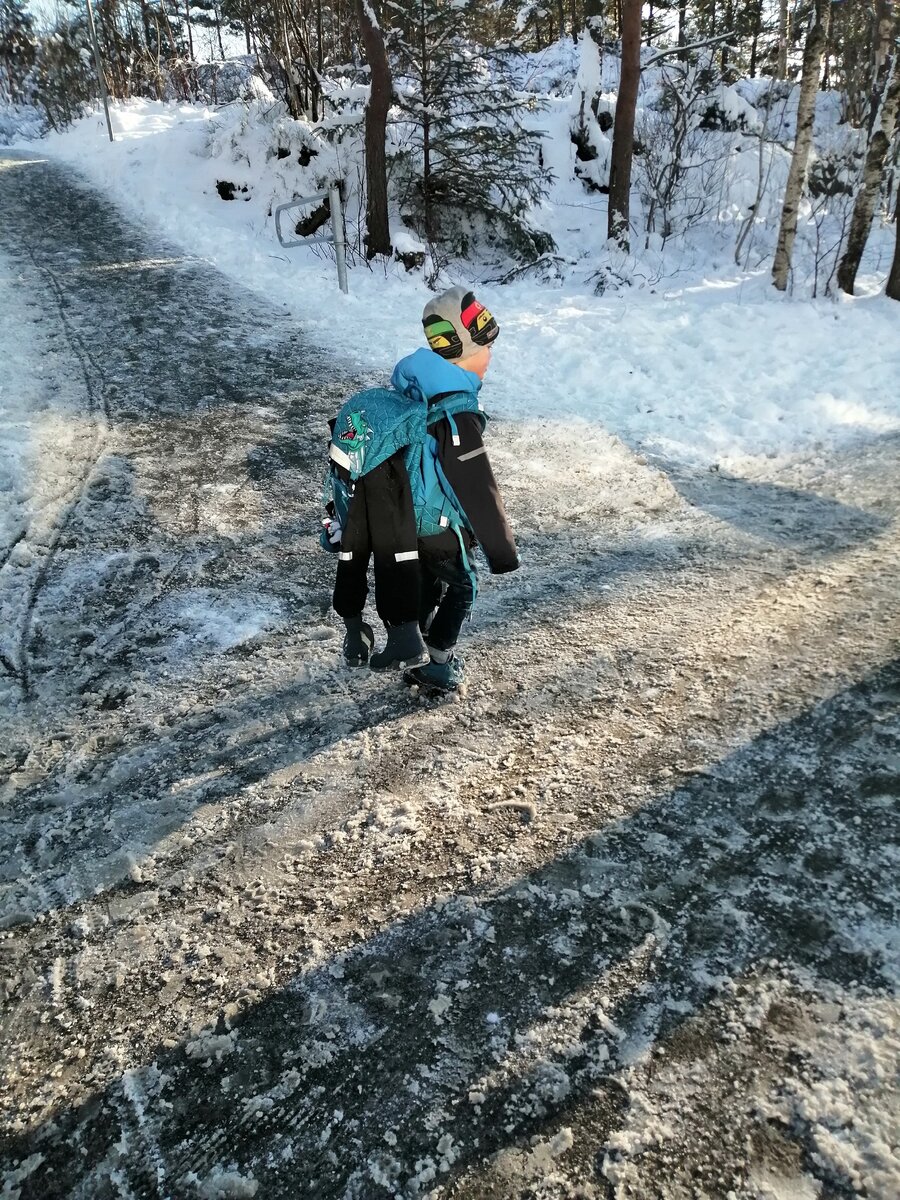 Ученик возвращается домой после занятий. Фото автора.