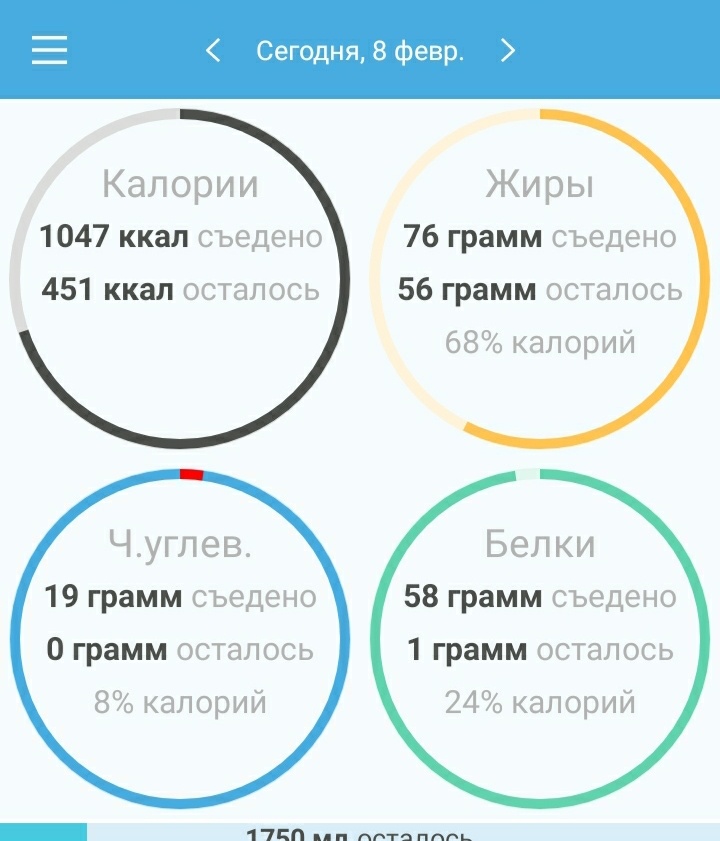 Почти набрала норму, а калорий недобор))