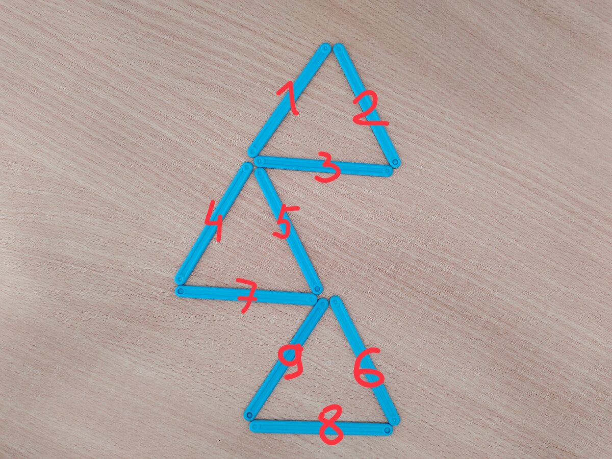 Головоломка палки и треугольники