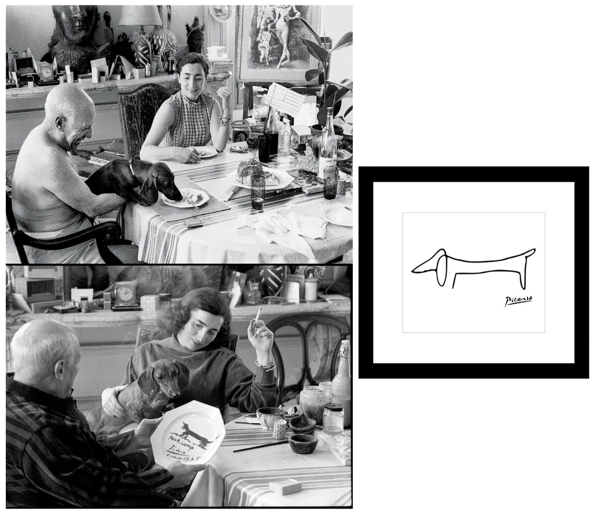 Пабло Пикассо и такса Лумп.