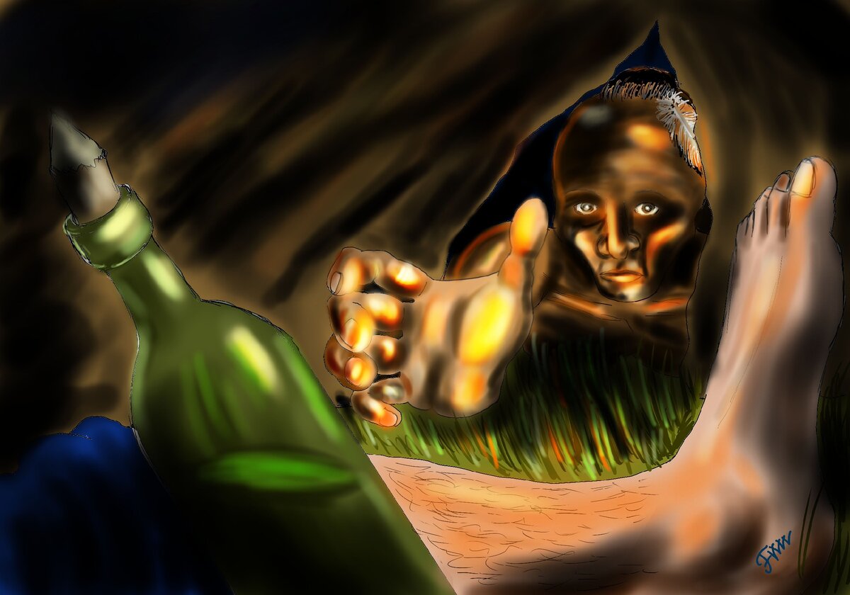 Несколько молодых абенаки украли немного спиртного у французов. Автор Ф.Д.З.