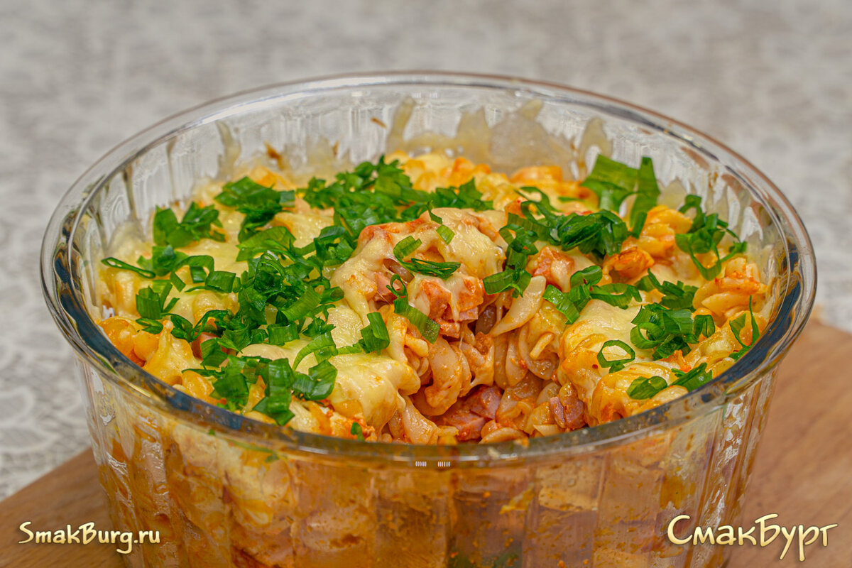 Аппетитная макаронная запеканка с сыром и ветчиной на каждый день - пальчики оближешь!  См. фото далее ---->>>