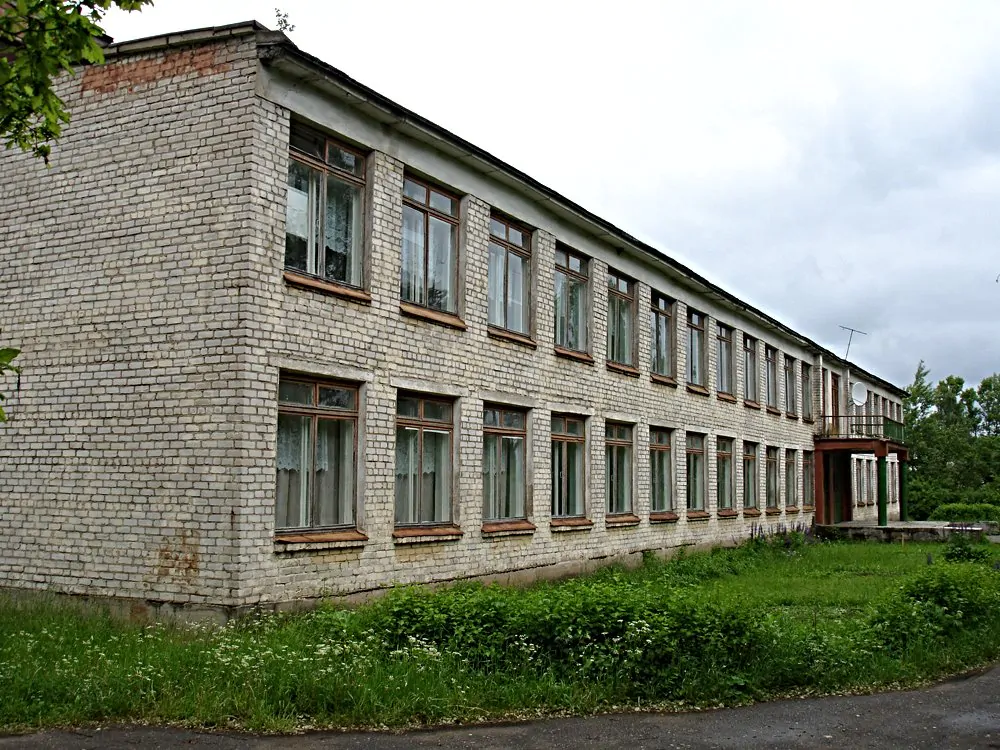 Деревенская школа. Сельский интернат. Здание сельской школы. Школа в деревне. Одноэтажное здание деревенской школы.