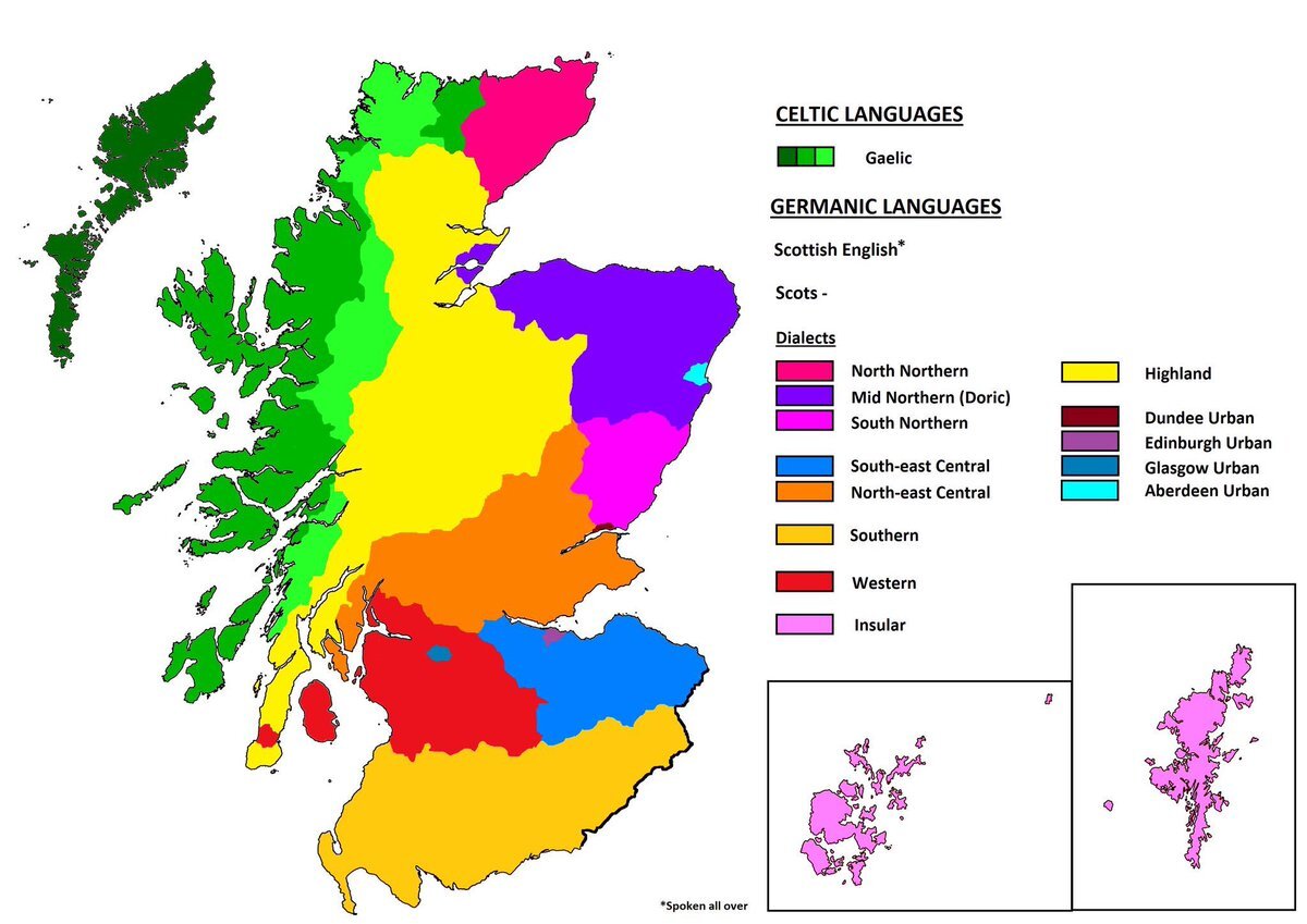  Диалекты шотландского и гэльского языков в Шотландии