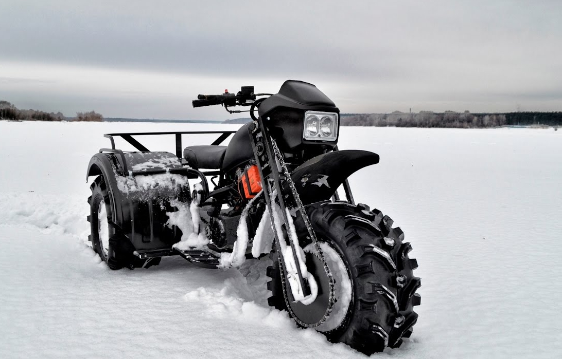 Самодельный снегоход с двигателем от мотоцикла урал
