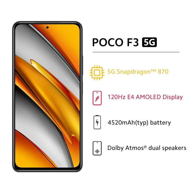 [Смартфон со вспышкой] Φ POCO F3 Смартфон Snapdragon 870 Восьмиядерный 128 ГБ/256 ГБ 6,67 "120 Гц E4 AMOLED дисплей