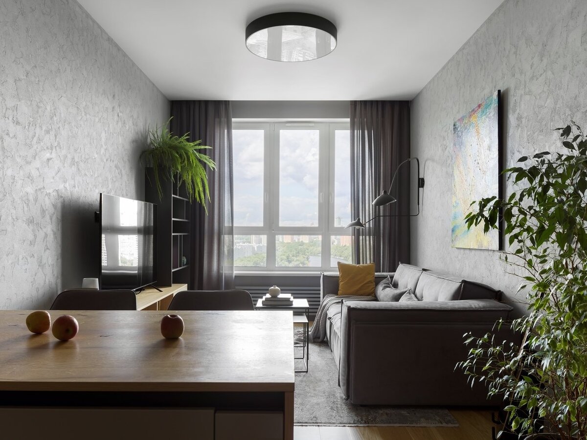 В роли вспомогательных акцентов выступают живые растения.