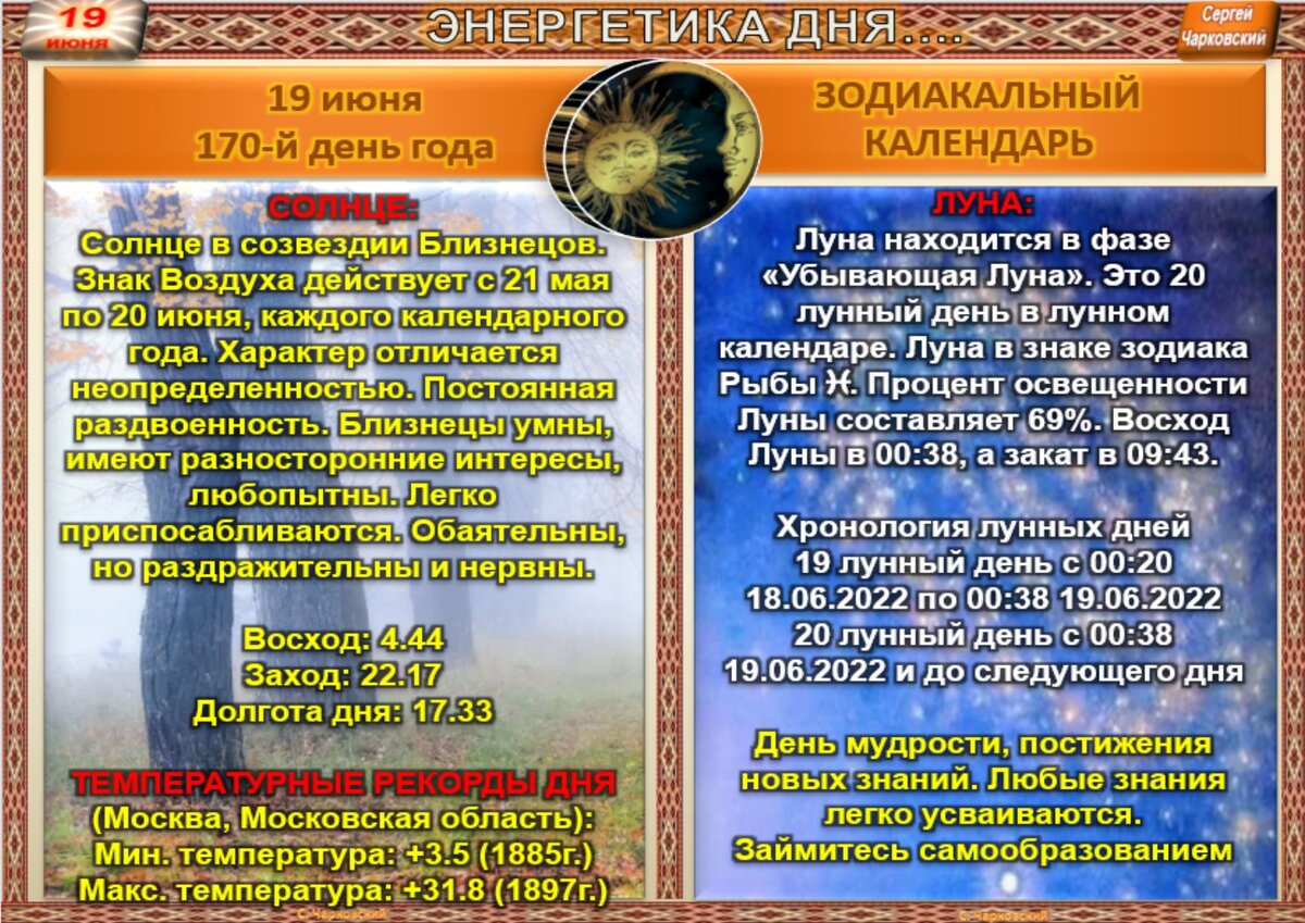 19 июня - Традиции, приметы, обычаи и ритуалы дня. Все праздники дня во  всех календарях. | Сергей Чарковский Все праздники | Дзен