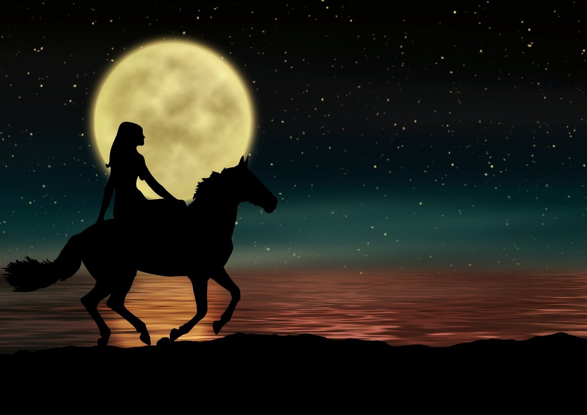 Лошадь на фоне Луны