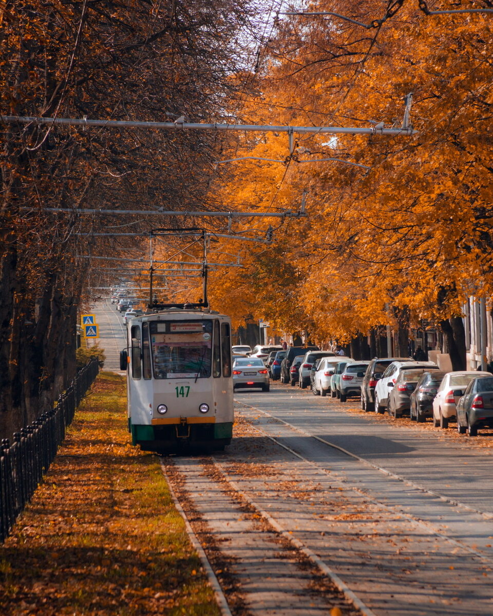 1. Городской трамвайчик: тёплые краски южной осени