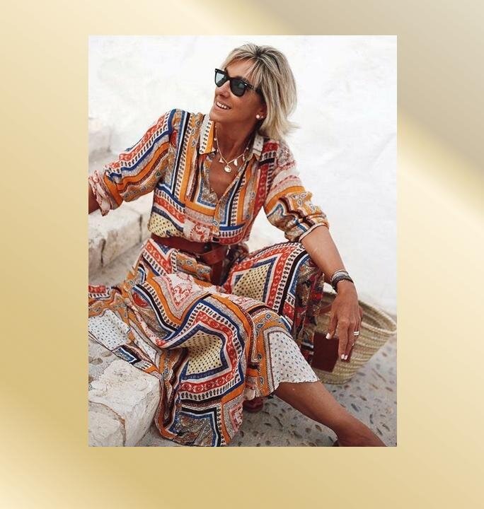 Летнее платье-рубашка с принтом