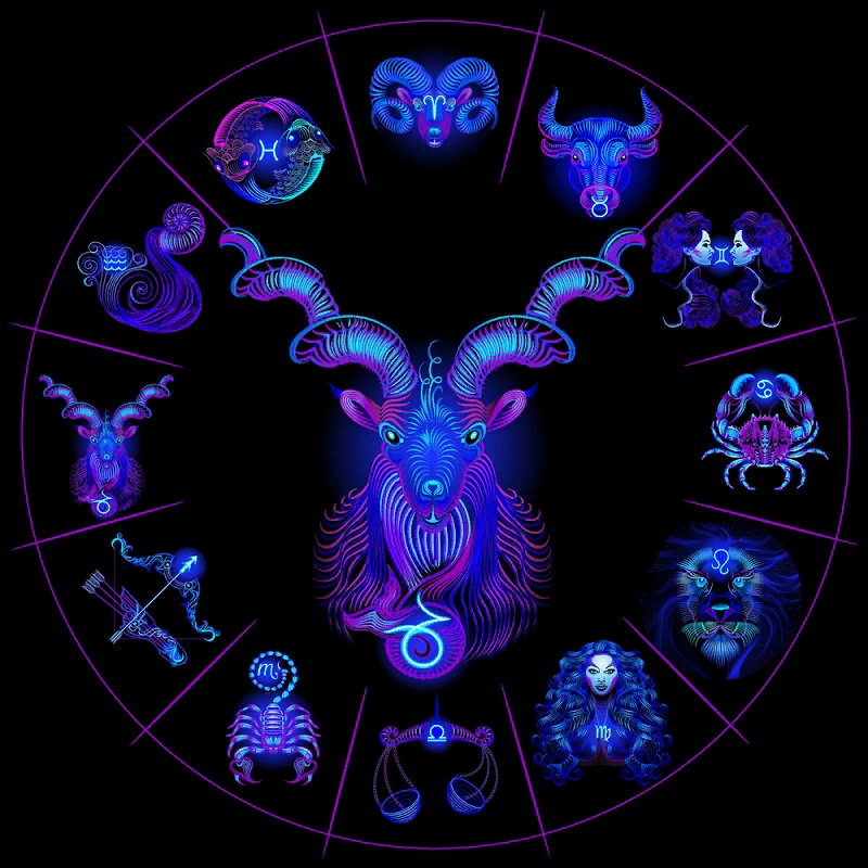 Zodiac 1. Каприкорн знак зодиака. Козерог в зодиакальном круге. Неоновые знаки зодиака. Козерог неон.