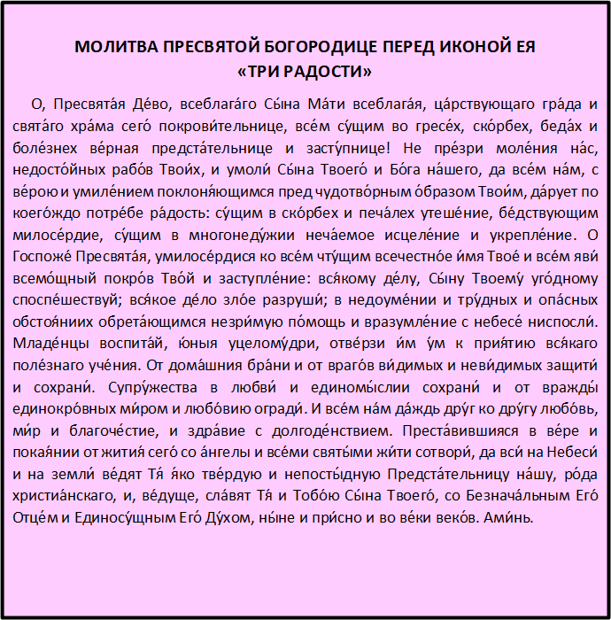 Икона Божьей Матери Трех Радостей: история, значение, молитвы и храмы с иконой