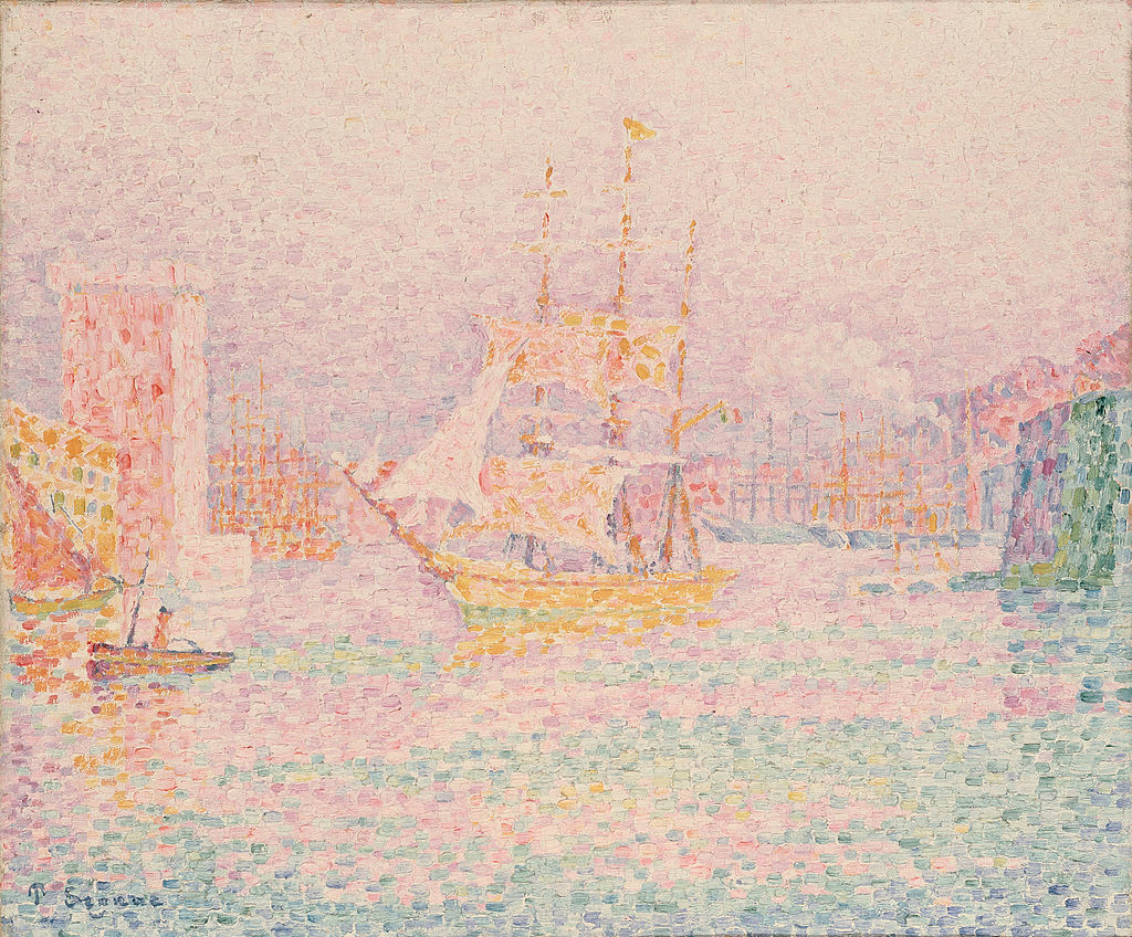Поль Синьяк. Гавань в Марселе. Около 1906-1907 гг. Холст, масло. 46 × 52,2 см
