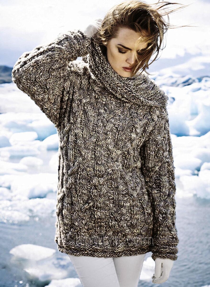 вязаный пуловер спицами