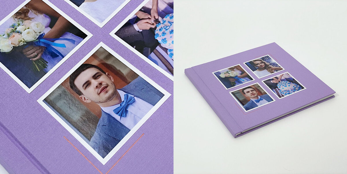 Ткань на основе хлопка, четыре фотоокна, переплет Премиум. Стоимость от 2600 ₽ 