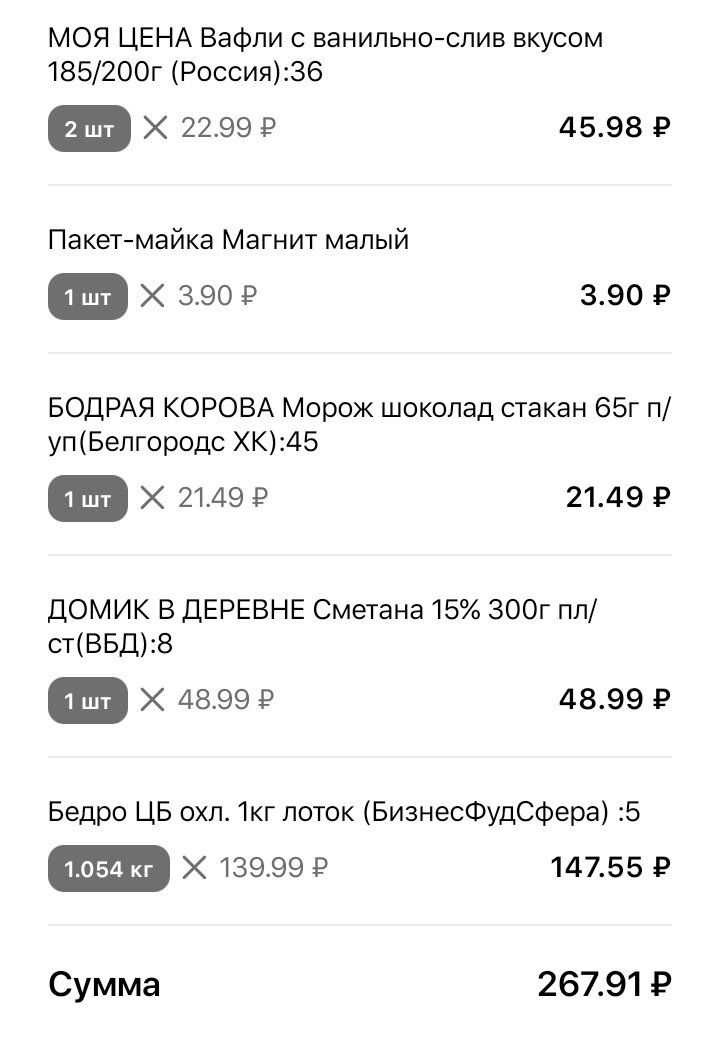 Сегодняшний чек.