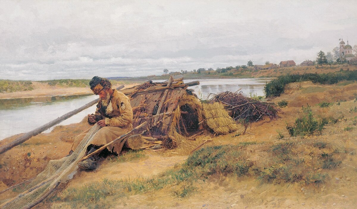«Старый рыбак». 1883. Холст, масло. 40 х 67 см. ГТГ. 