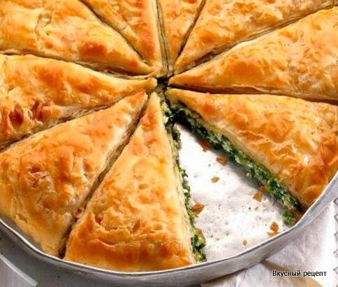 Грибной пирог с сыром и  шпинатом