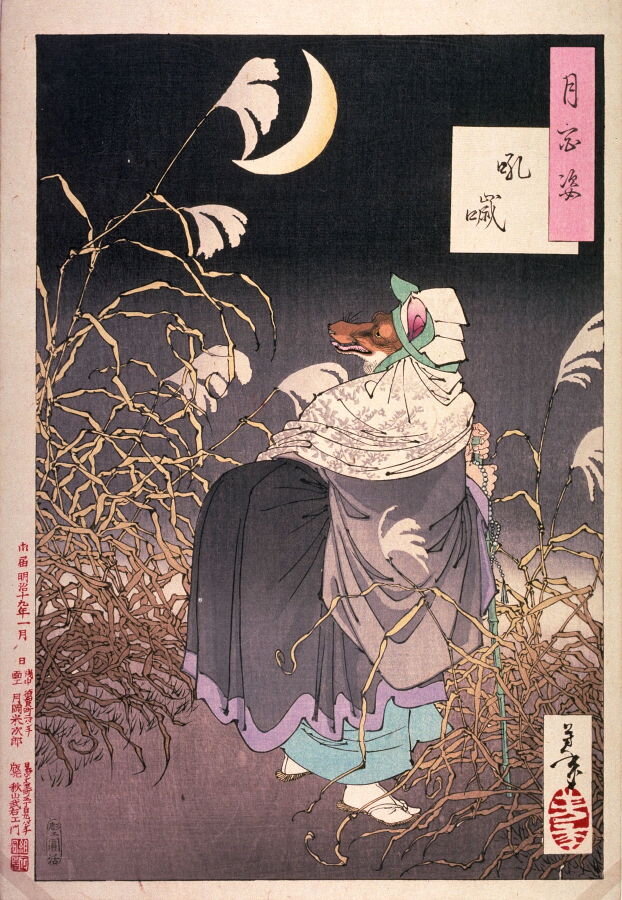 Artist:Tsukioka Yoshitoshi Title:Konkai (Fox's Cry from 100 Phases of the Moon) Date:1886