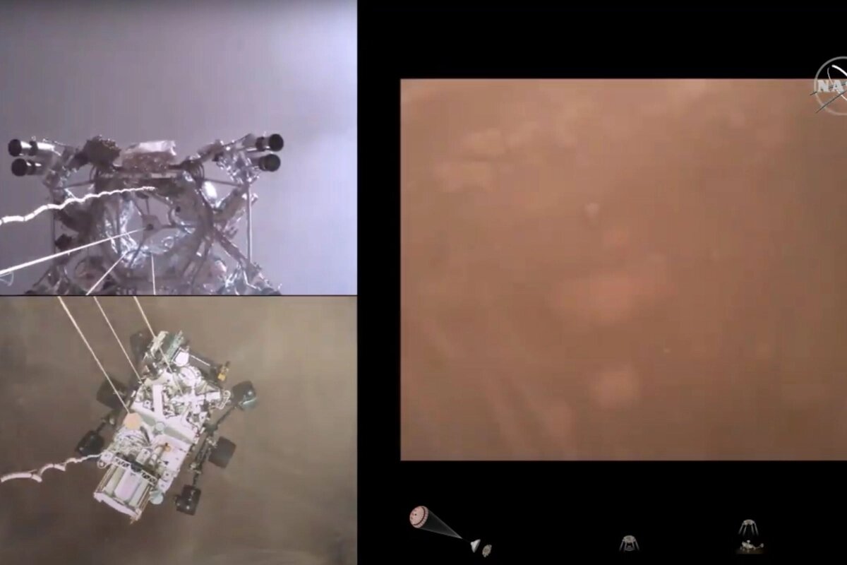НАСА опубликовало в понедельник видео посадки на Марс новейшего ровера Perseverance