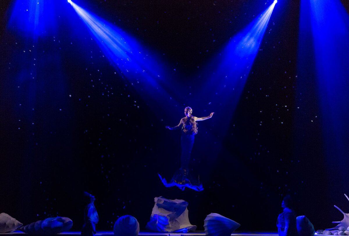 А потом неожиданно для зрителя взлетает над сценой.    