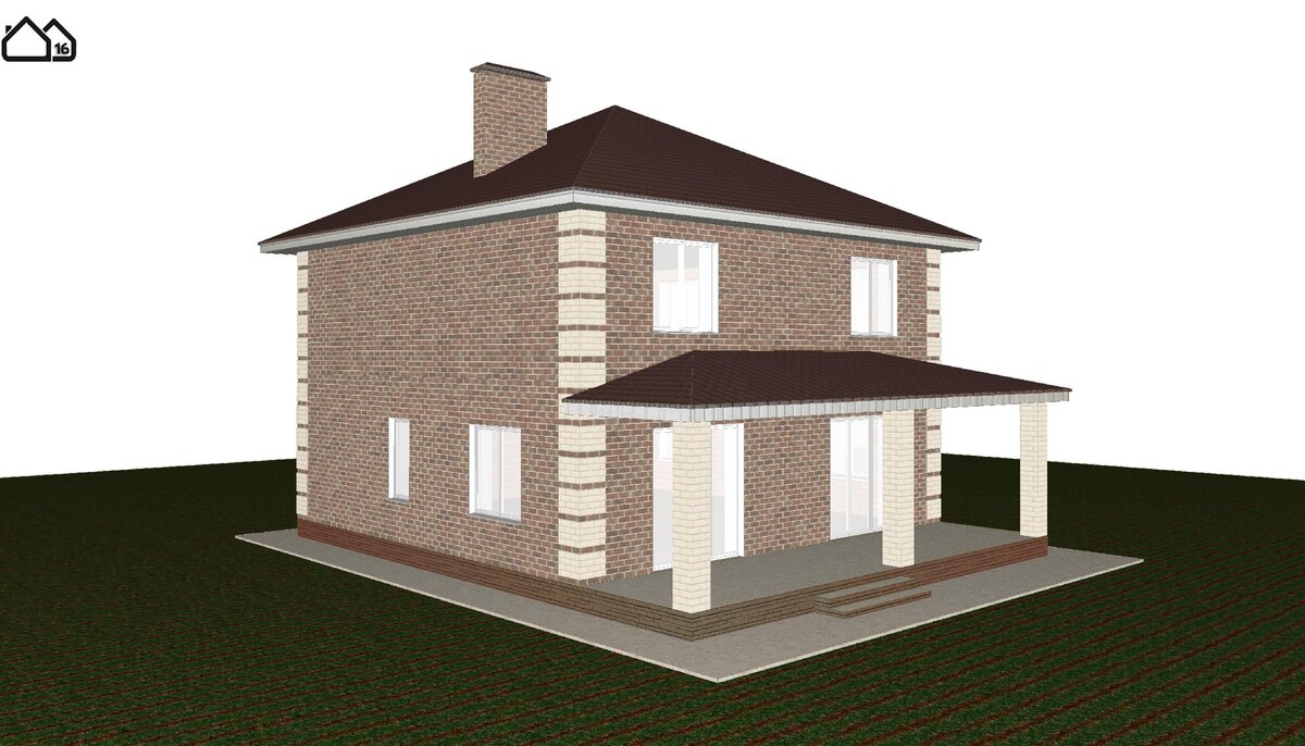 Проект двухэтажного кирпичного дома площадью 178кв.м. с основными размерами  в плане 10х10м плюс крыльцо и веранда. | Проектная мастерская №16 | Дзен