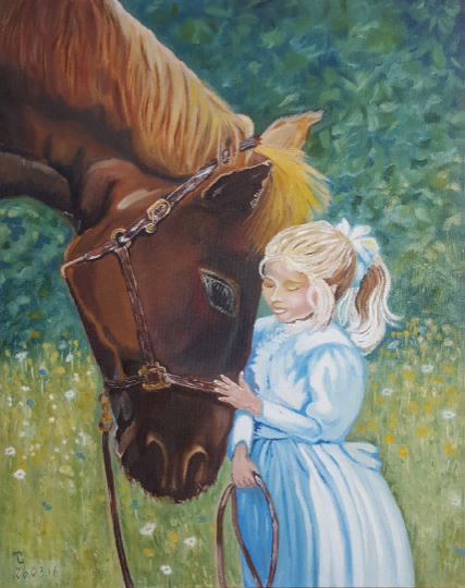 х.м.50/40см. Друг (или Лошадь и девочка),