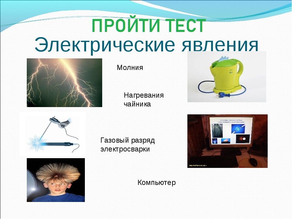 Явления физики 8 класс. Электрические явления в физике. Приметы электрических явлений.