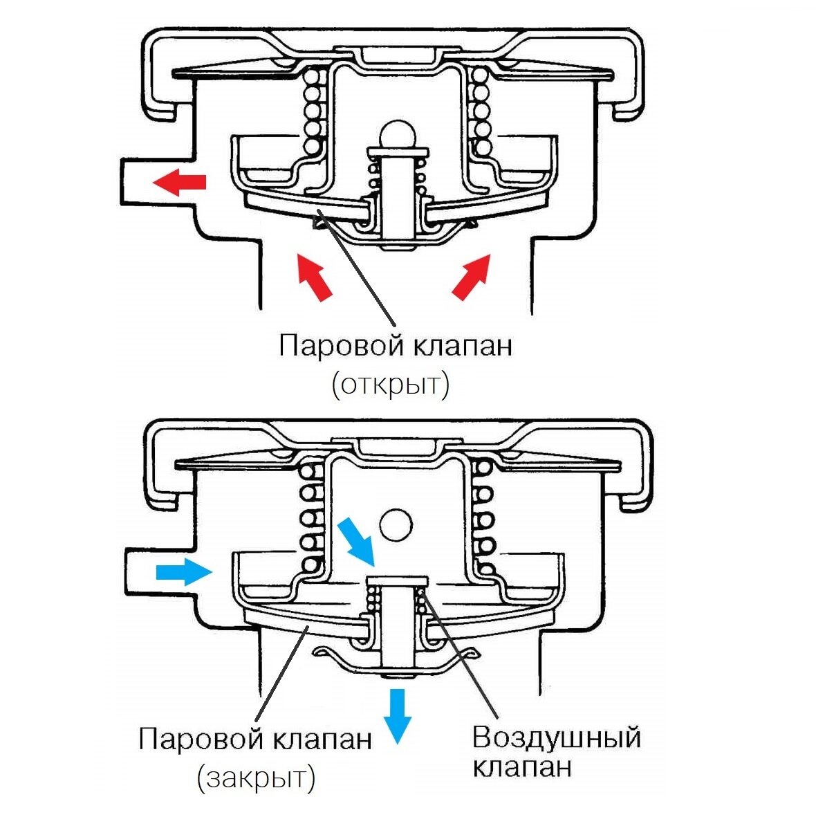 Схема работы крышки радиатора