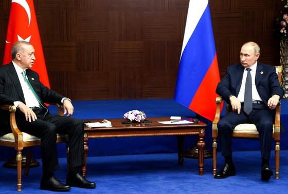    Президент России Владимир Путин и президент Турции Реджеп Тайип Эрдоган