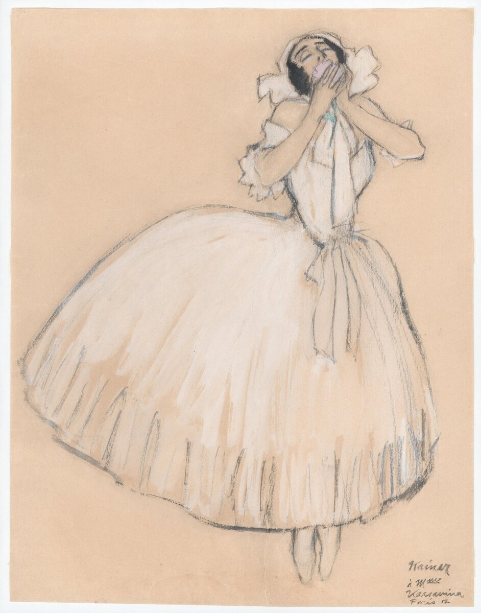 Людвиг Кайнер и Тамара Карсавина. Балет Михаила Фокина «Видение Розы». Декорации и костюмы Льва Бакста. Париж 1917 г. 