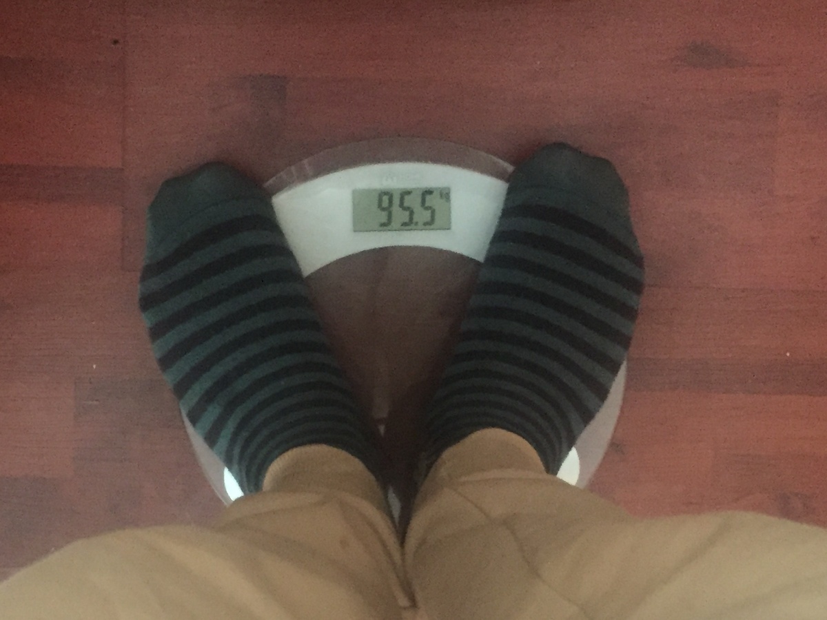 Мой вес на 2 день эксперимента.