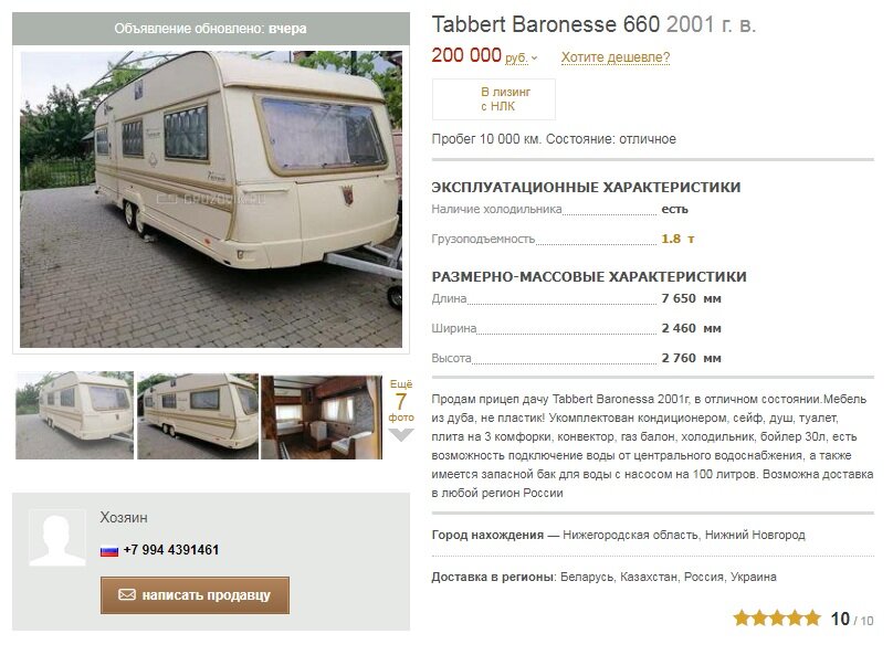 Как выглядит объявление на сайте.