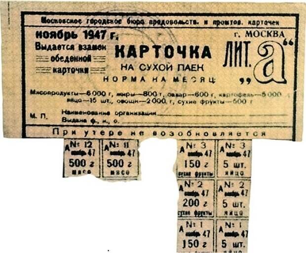 Введение карточной системы вов. Карточная система в СССР 1930. Карточная система в СССР 1947. Продуктовые карточки 1947 года.