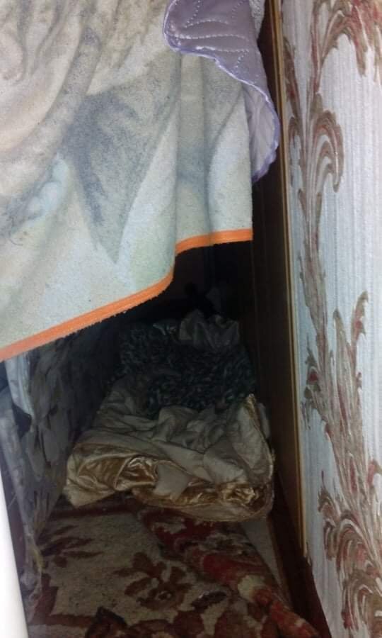 Берлога Роксаны выход, который завешен полотенцем, всегда.