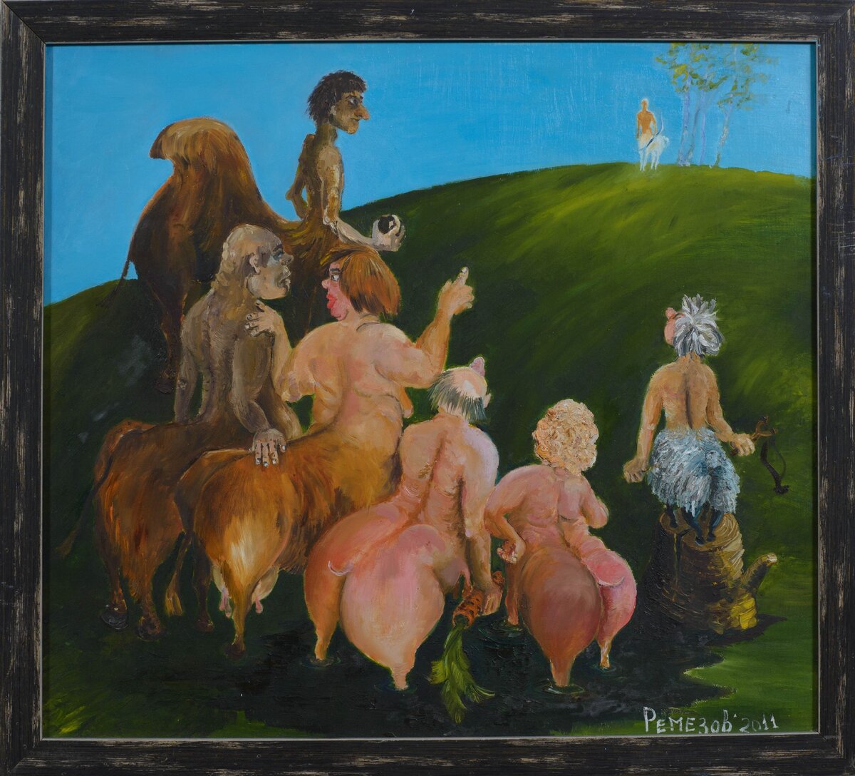 Виктор Ремезов ....тавры, двп, масло, 45х50 рама+, 2011г.