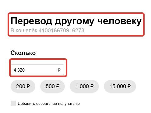 Пример заполненной формы оплаты на  электронный кошелек мошенникам