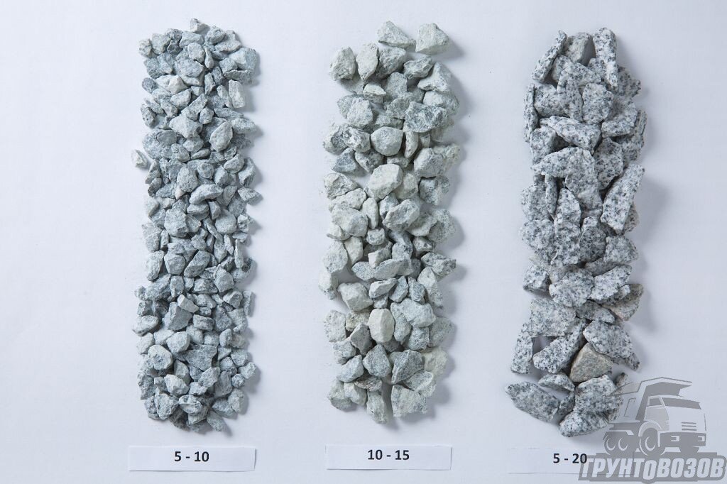 Каждая фракция щебня имеет однородный зерновой состав