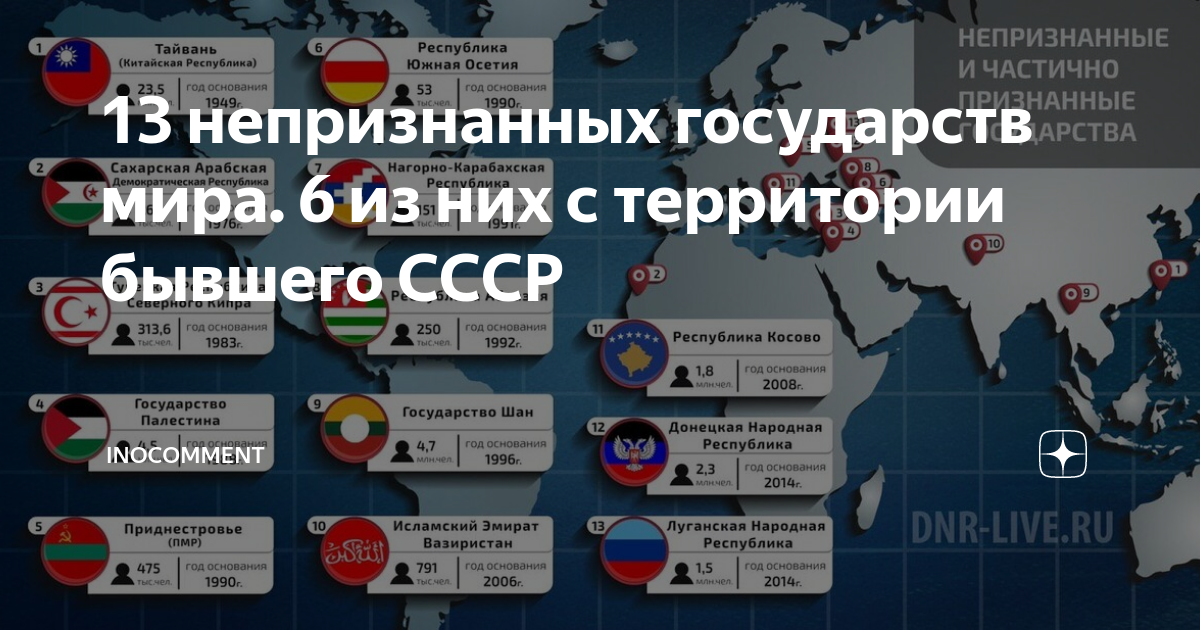 Страны признавшие рф. Непризнанные государства. Непризнанные государства список.