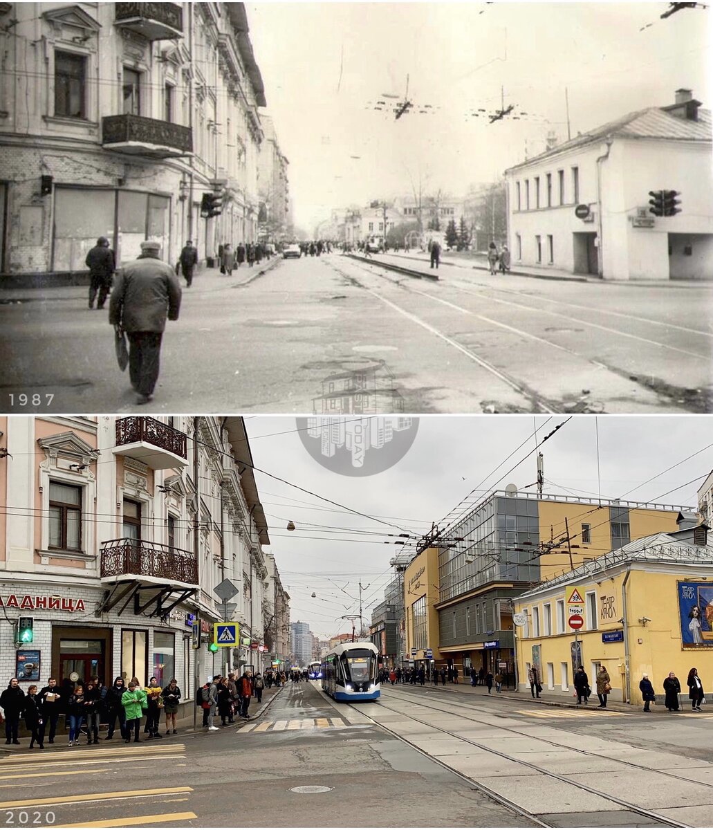 Улицы раньше. Бауманская улица Москва. Улица Баумана Москва. Москва было стало 1980. Бауманская улица старые дома.