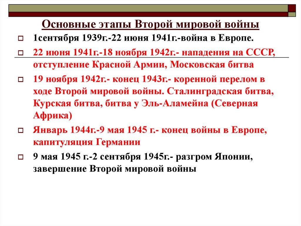 Основные события 2 мировой войны таблица Таблица по истории 10 класс вторая мировая война 1939 1945