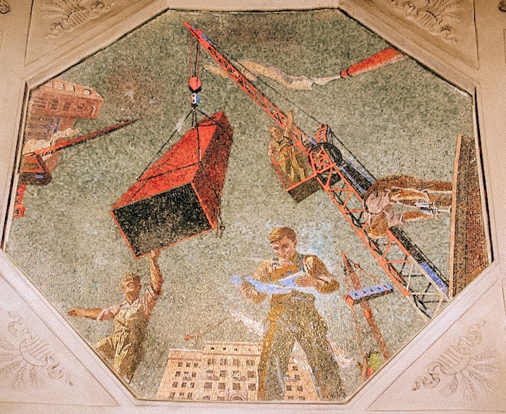 "Строители", мозаика, станция Новокузнецкая